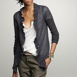 J. CREW mohair gray Lumiere ruffle Cardigan 29934